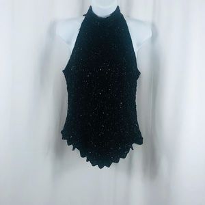 Laurence Kazar embellished sleeveless top M